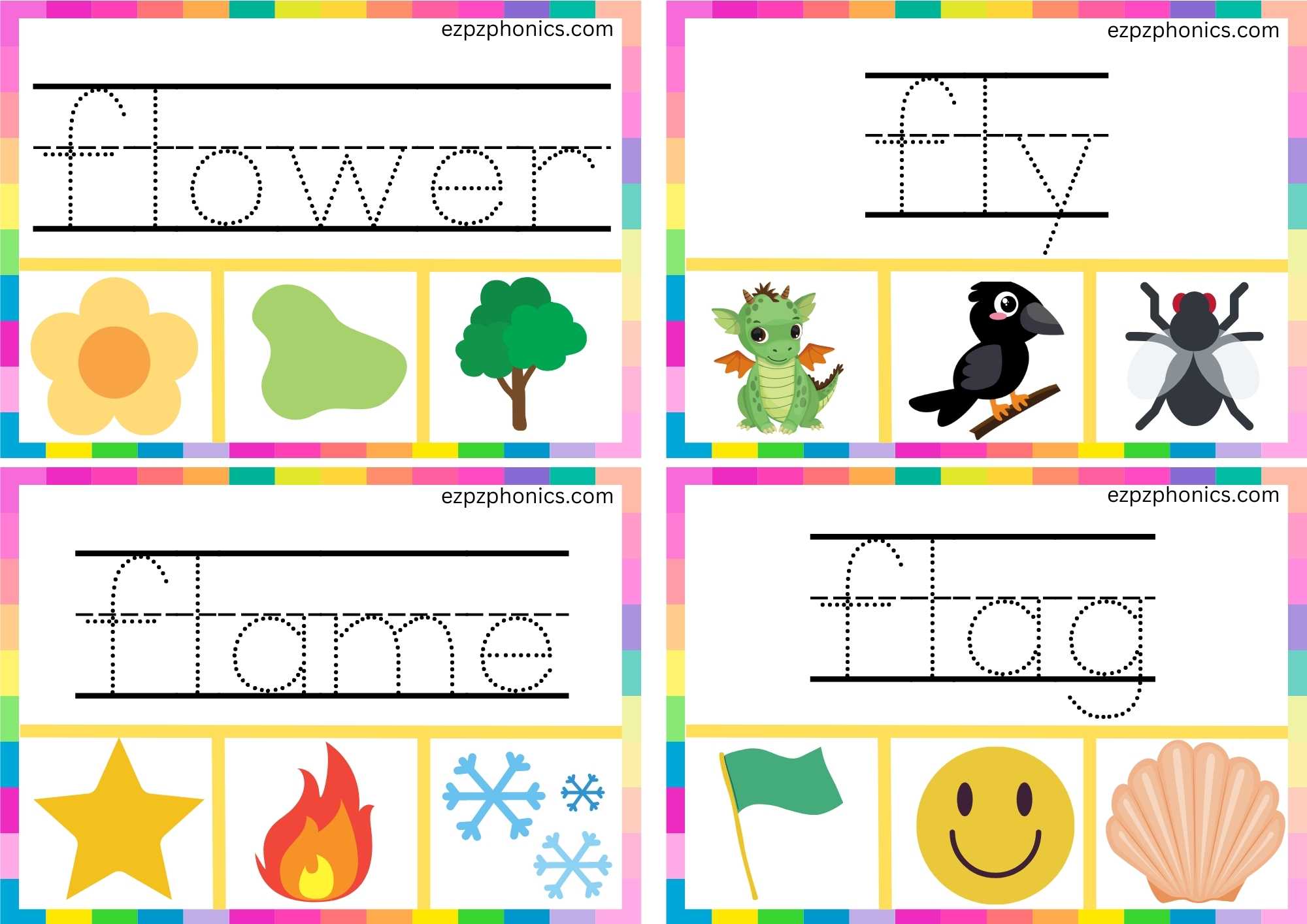 FL Beginning Blends Clip Cards Trace The Words And Clip The Correct Images Set 1